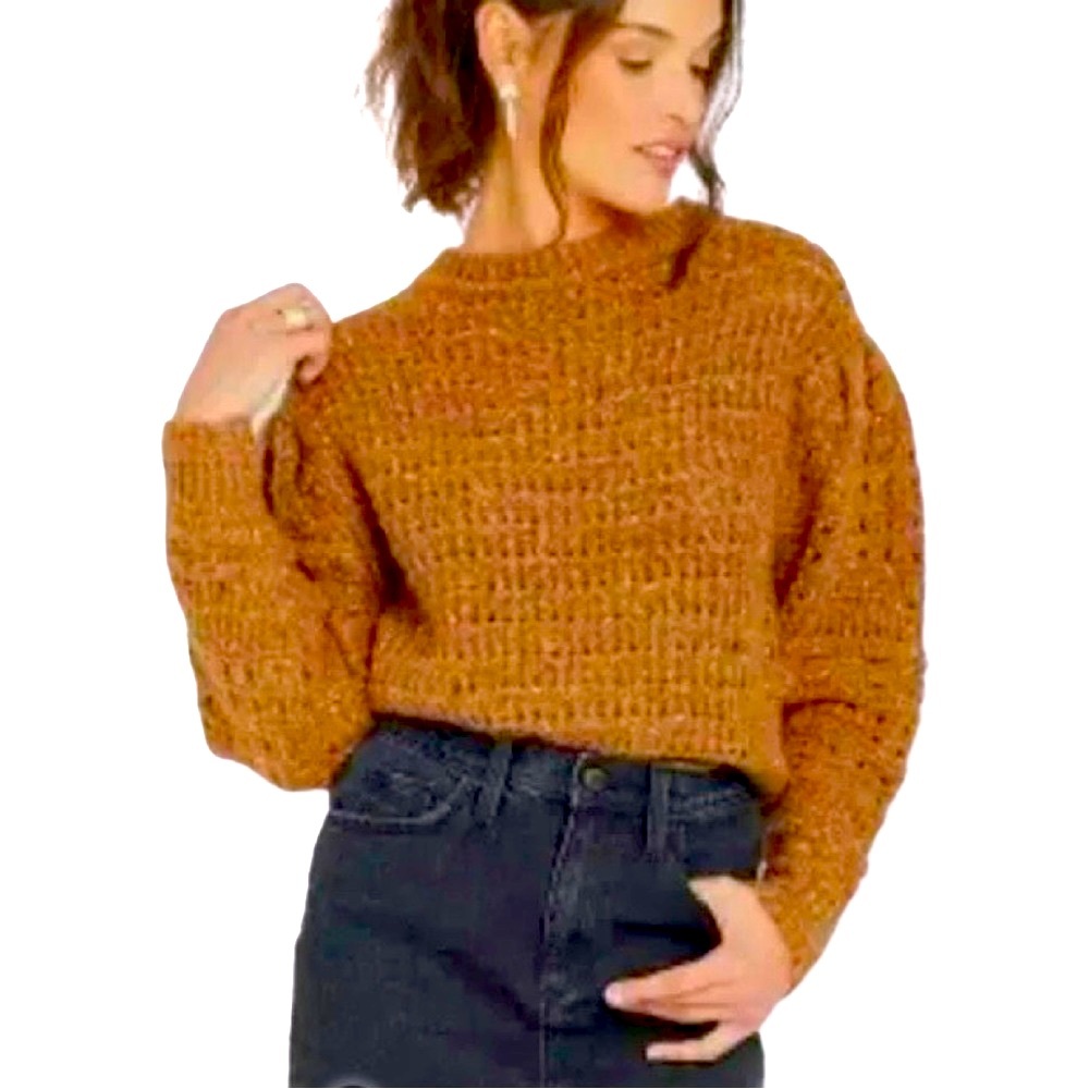 Universal Thread Brown Pointelle Knit Sweater, size XS